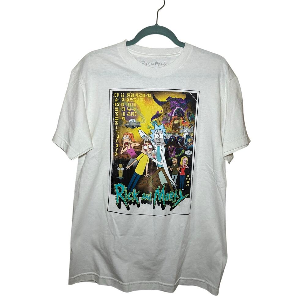 Rick and Morty Adult Swim White Graphic T-Shirt Medium NWT 100% Cotton